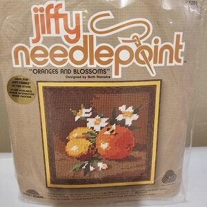 Jiffy Needlepoint kit “ Oranges and Blossoms"   Vintage,  New, Complete